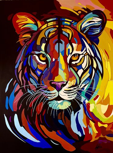 colorful painting of a bengal tiger