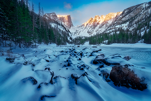 fine art photograph of mountains in the snow