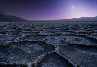 Nightime photograph of Jupiter over Death Valley