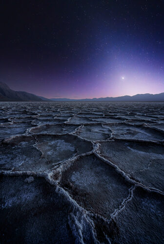 Nightime photograph of Jupiter over Death Valley