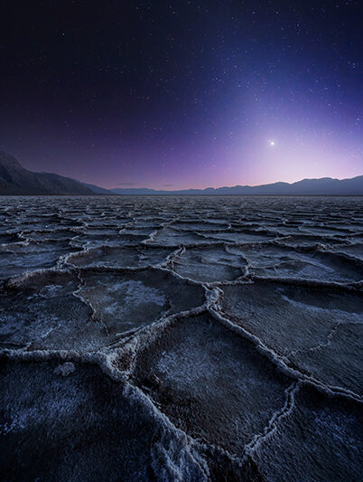 Nightime photograph of Jupiter over Death Valley