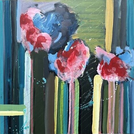 abstract poppy floral painting