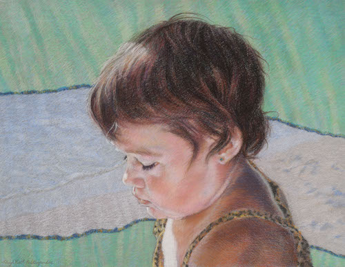 pastel painting of a young child