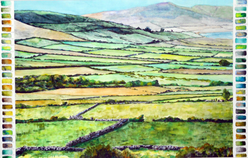 watercolor landscape of Ireland