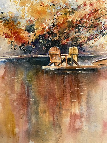 autumn themed watercolor painting