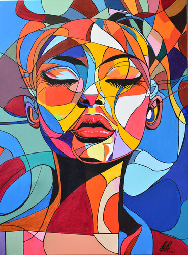 colorful expressive contemporary portrait of a woman