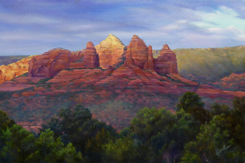 oil painting of southwest landscape with rock formations