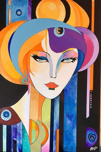 colorful portrait of a woman