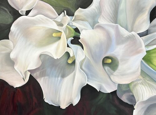 acrylic painting of lilies