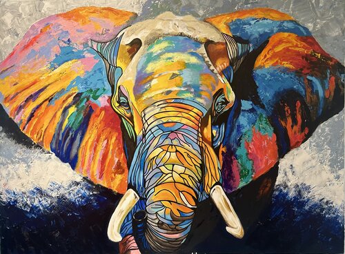 colorful portrait of an elephant