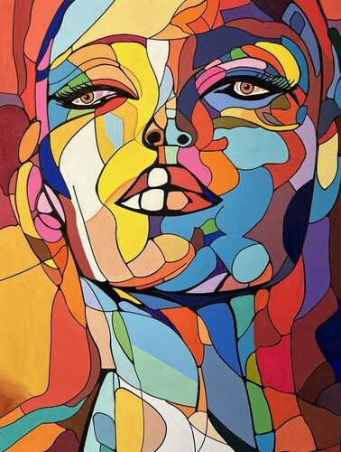 colorful high fashion portrait of a woman