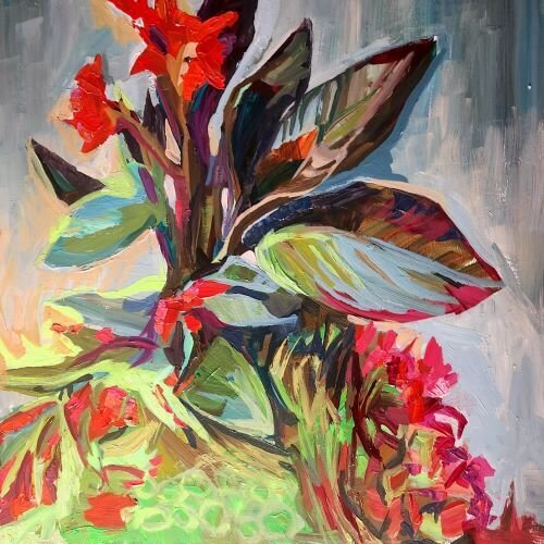 Acrylic painting of a tropical plant