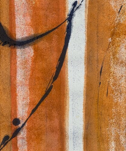 abstract mixed media painting in brown and black