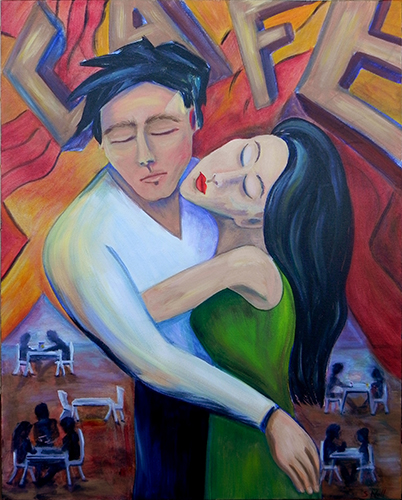 figurative painting of lovers