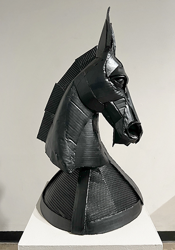 black knight chess sculpture