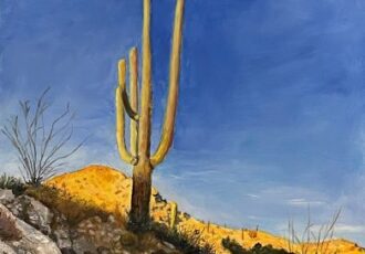 oil painting of a saguaro cactus