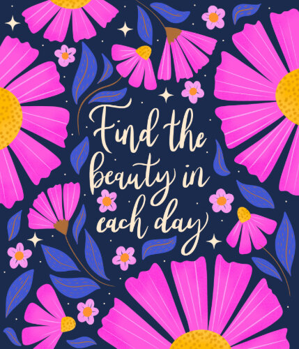 floral digital art with inspirational message