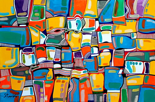 multicolored and blocked abstract painting