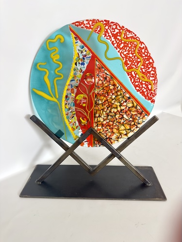 multi-colored sculptural glass collage