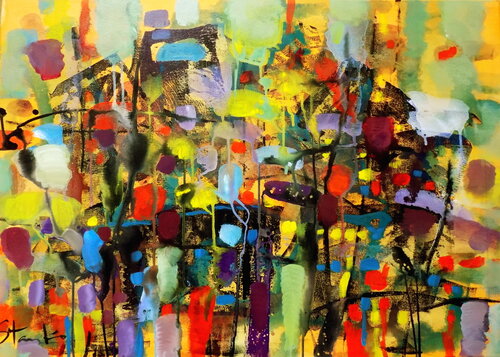 colorful abstract jazz themed painting