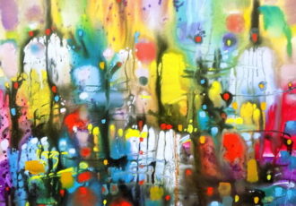 abstract painting reminiscent of a rainy day