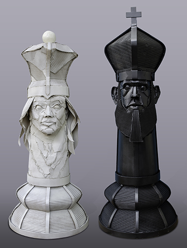 king and queen chess sculptures