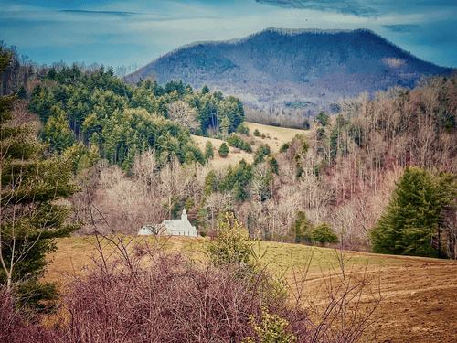 fine art photo of a mountain church