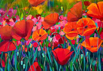 painting of red poppies