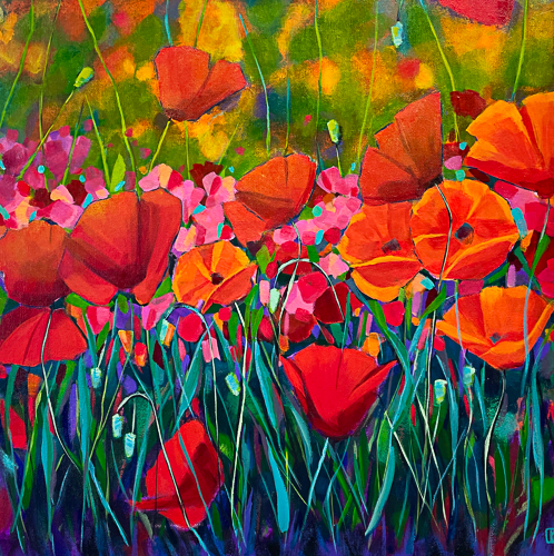 painting of red poppies