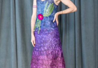 handmade paper dress modeled by a woman