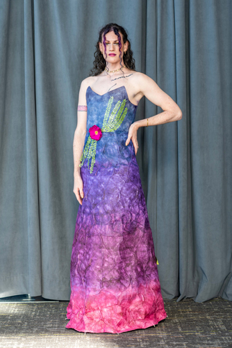 handmade paper dress modeled by a woman