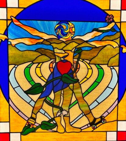 rainbow warrior stained glass window