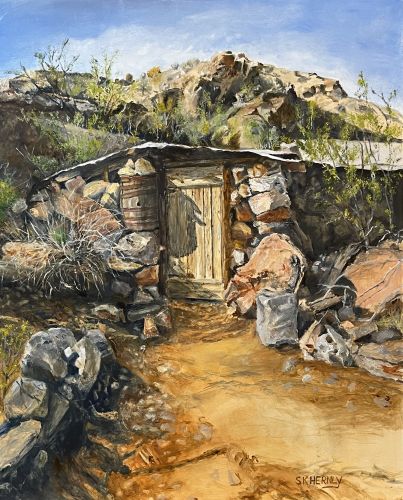 oil painting of an abandoned mine