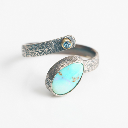 turquoise and topaz handmade ring